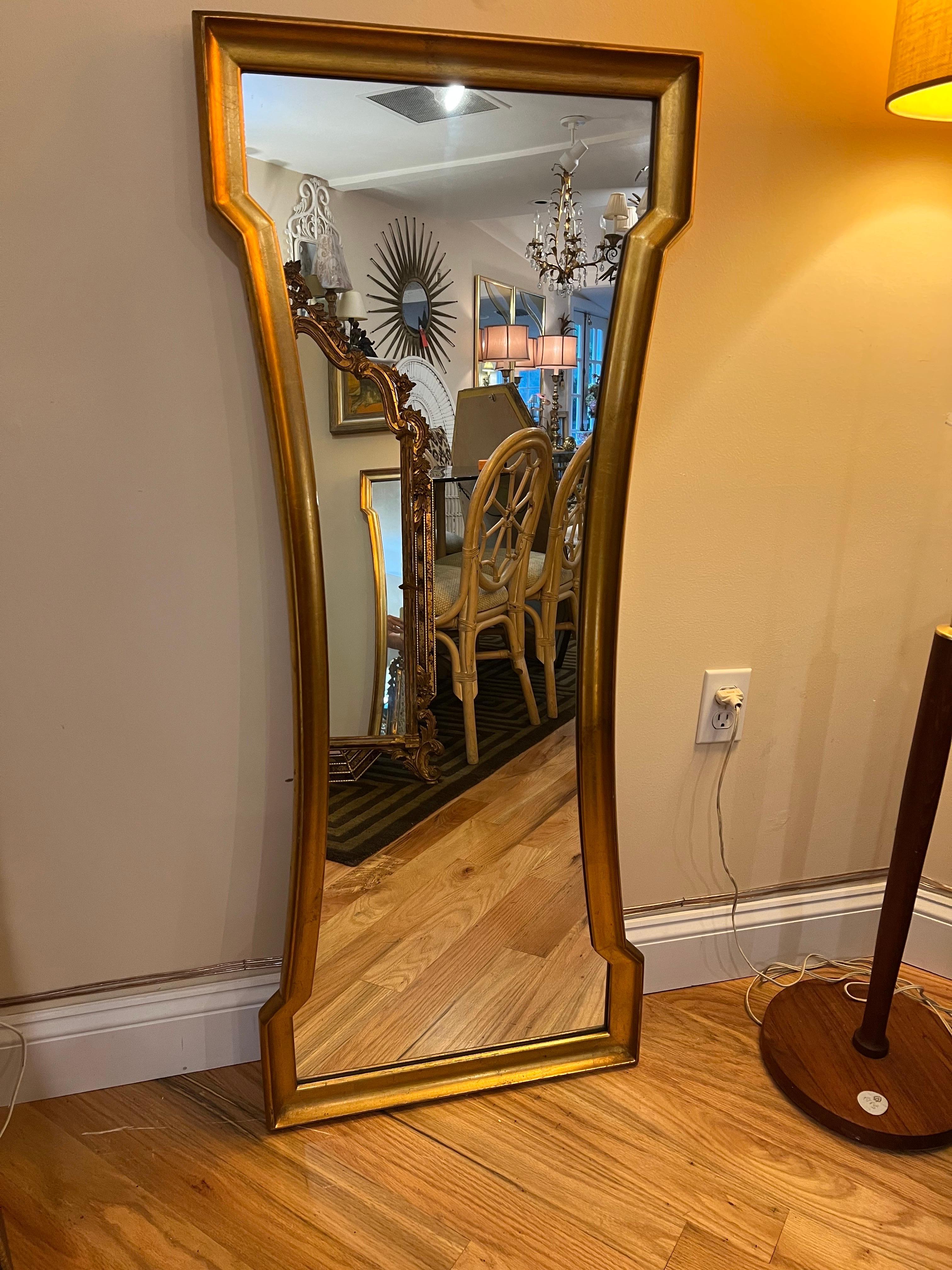 Hourglass Gold Leaf Mirror by Weiman For Sale 3