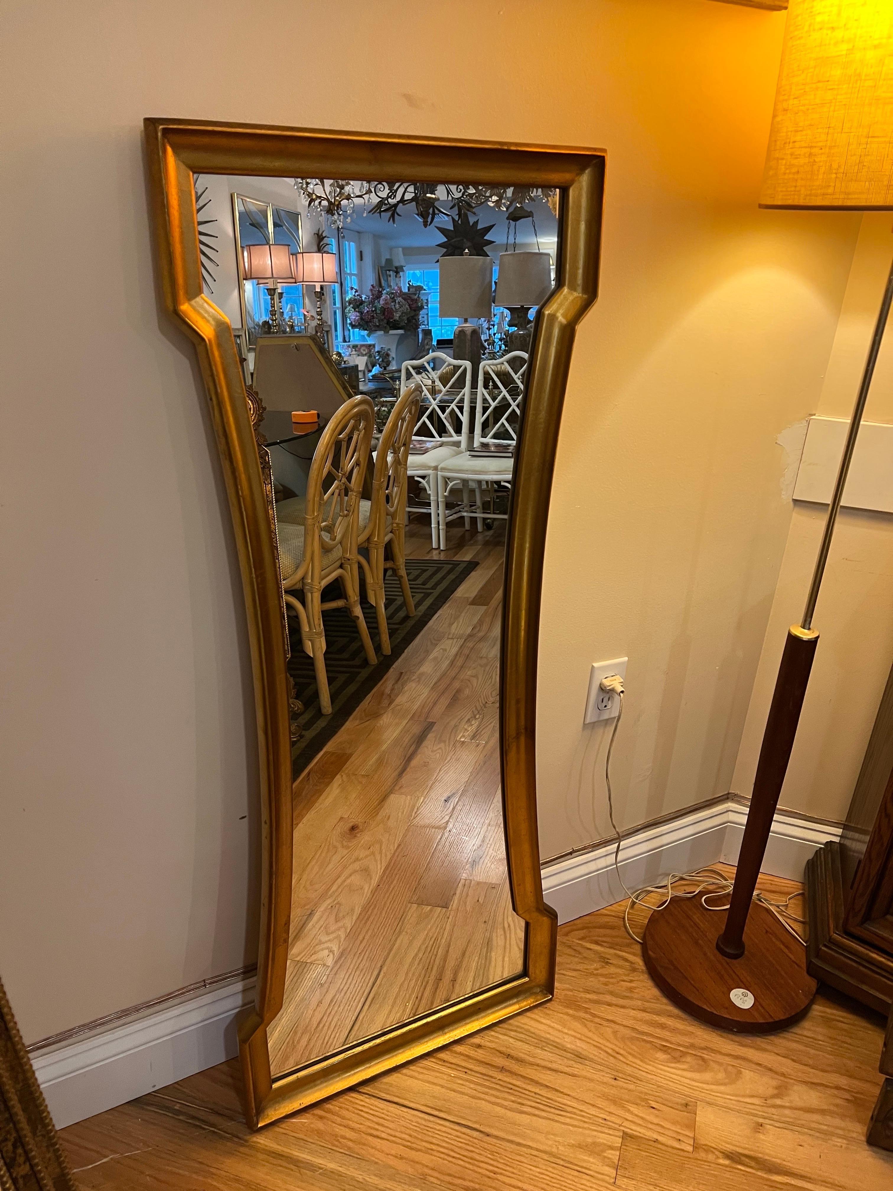 Mid-20th Century Hourglass Gold Leaf Mirror by Weiman For Sale