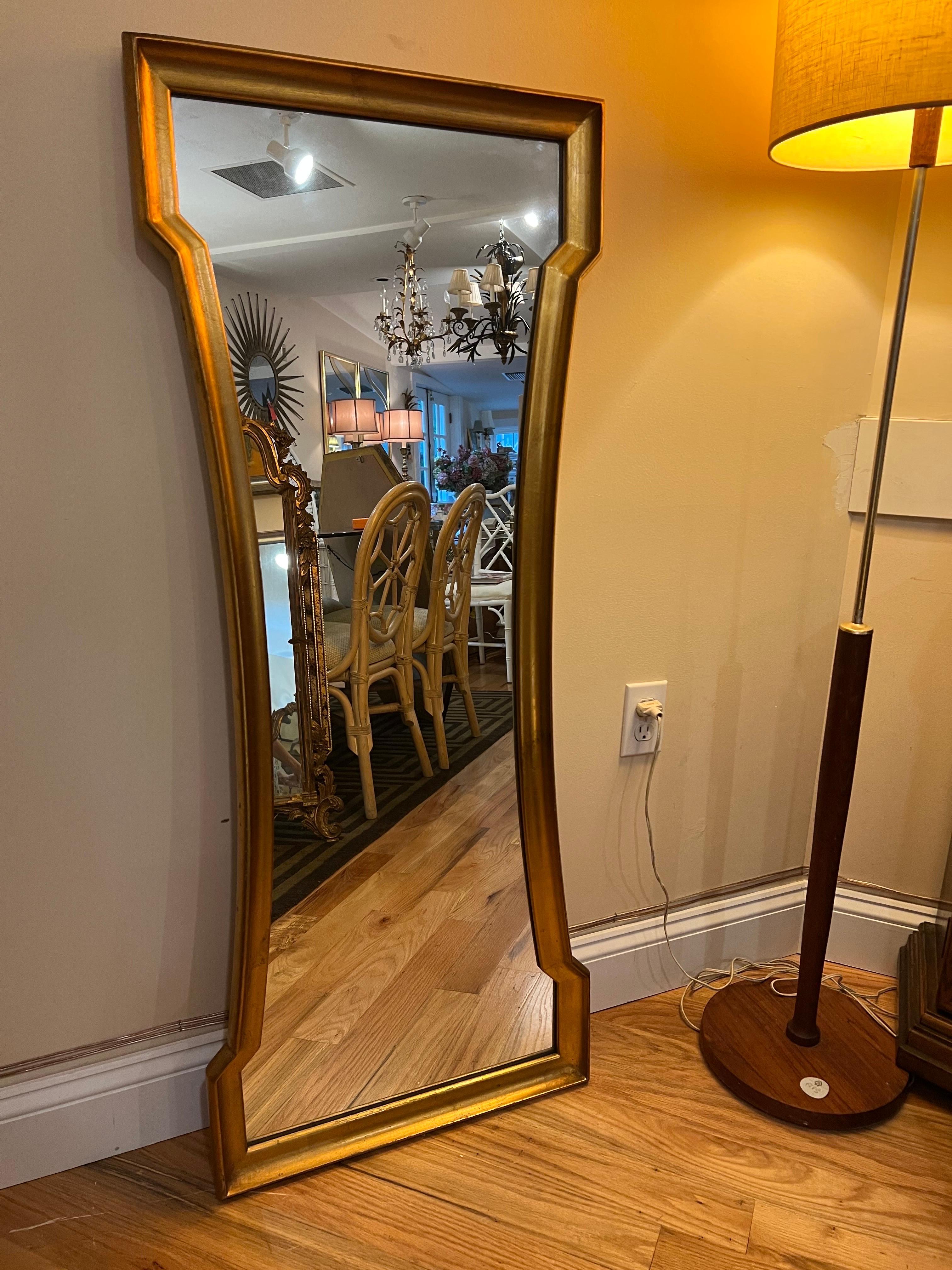 Hourglass Gold Leaf Mirror by Weiman For Sale 2