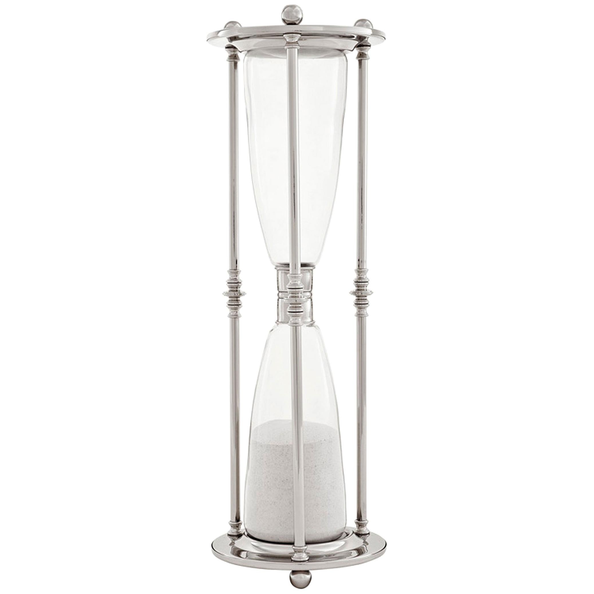 Hourglass in Nickel Finish with White and Grey Sand