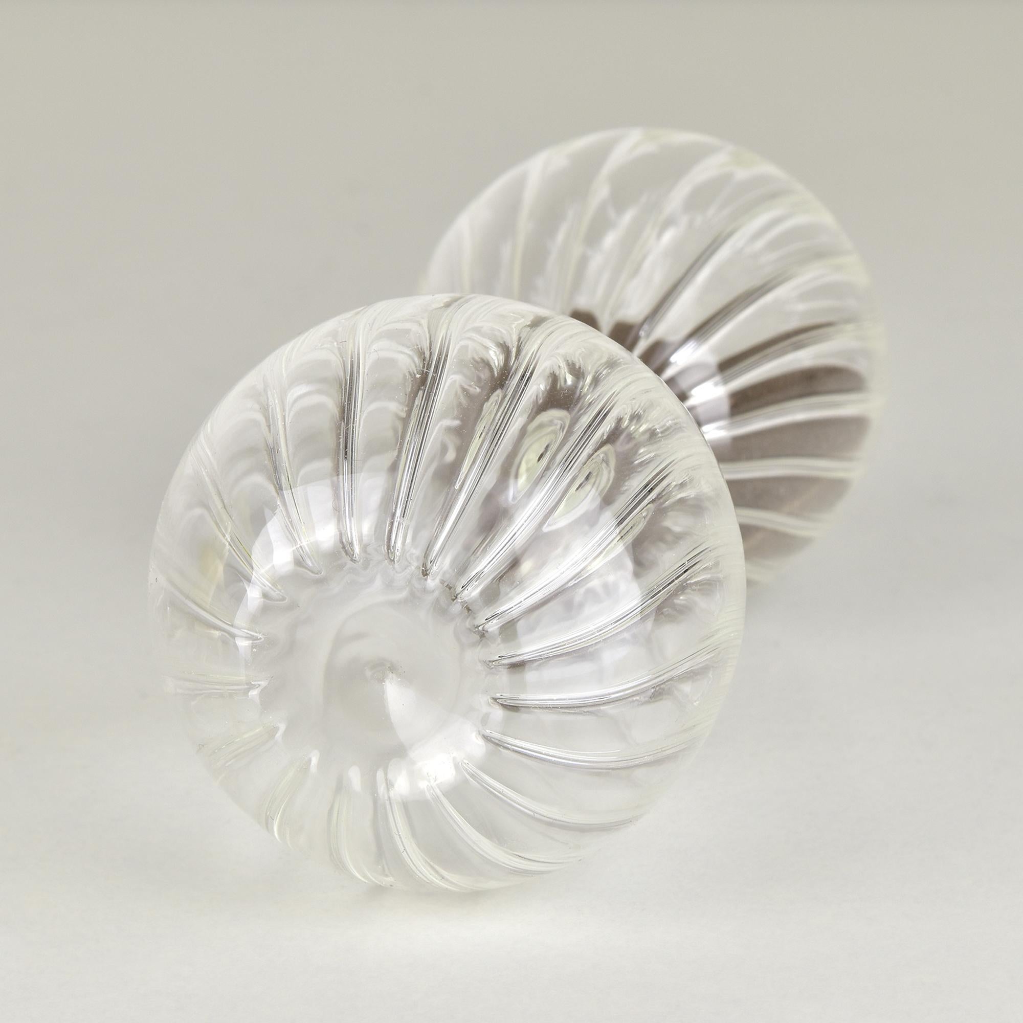 Sanduhr Murano Klar geripptes Studio-Kunstglas Objekte Venini-Stil (Italienisch) im Angebot