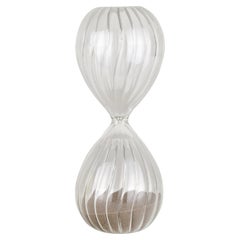 Sablier Murano Clear Ribbed Studio Art Glass Objects Venini Style