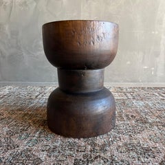 Hourglass Shape Side Stump Table in Walnut