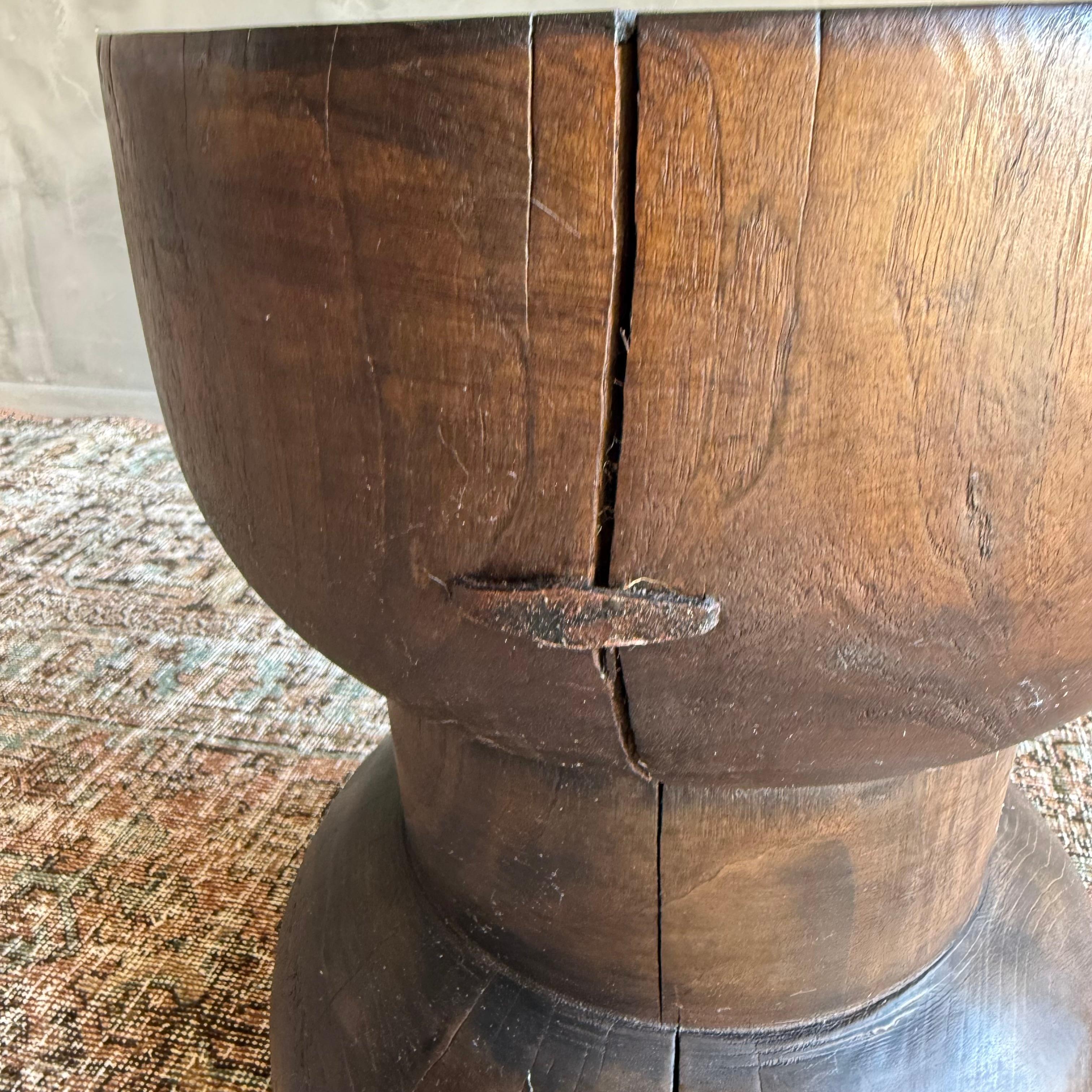 Hourglass Shape Side Stump Table in Walnut For Sale 3