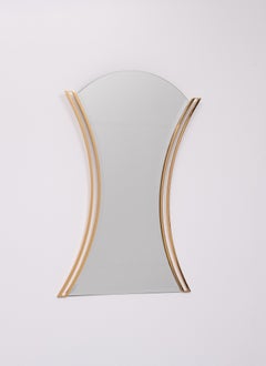 Specchio da parete in ottone a forma di clessidra anni '70