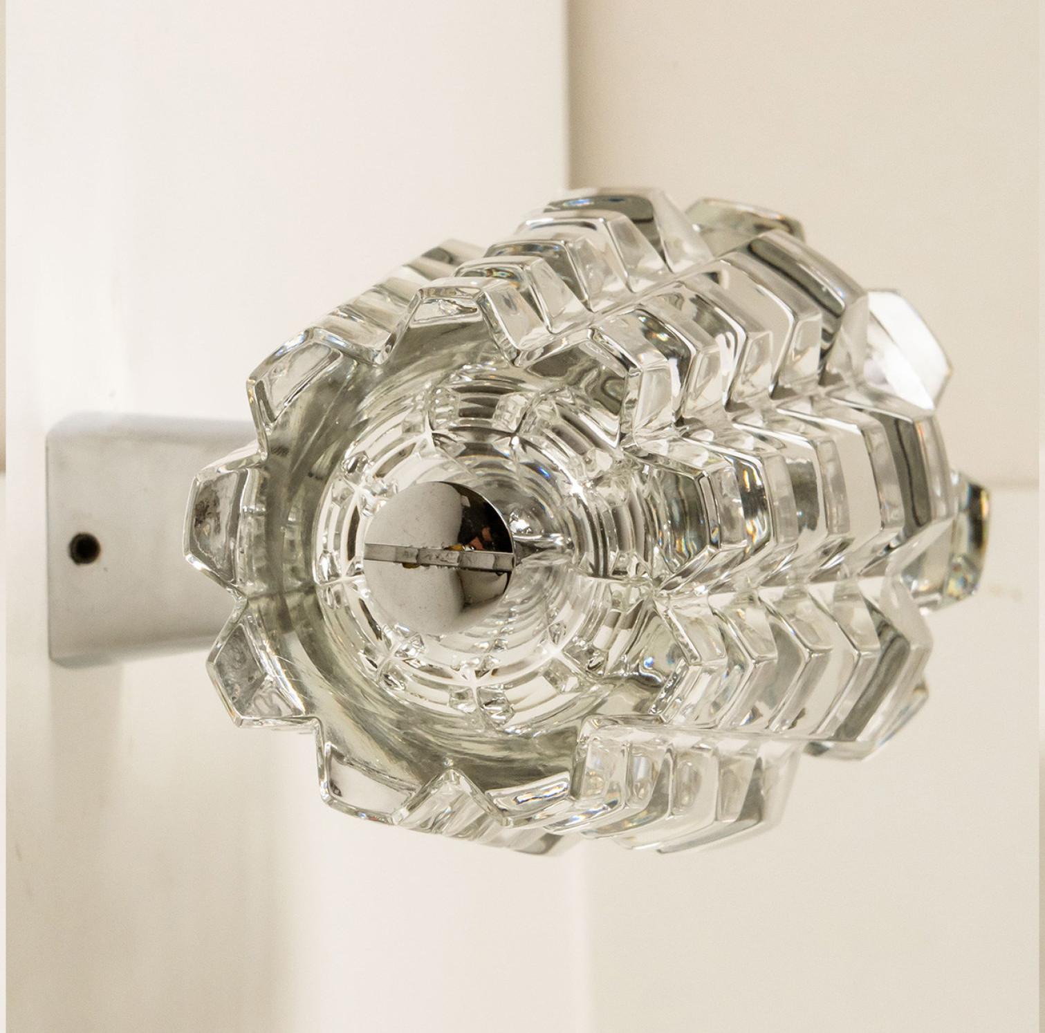 Glass Hourglass Shaped Chrome Wallsconce, France, Europe, 1970s For Sale