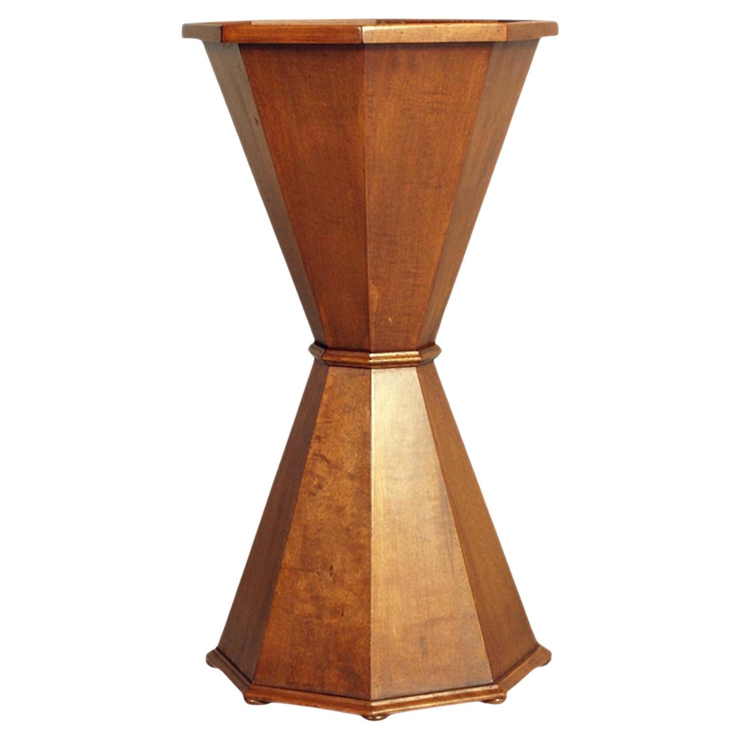 Columna masónica en forma de reloj de arena de nogal pulido a la cera de los años 30