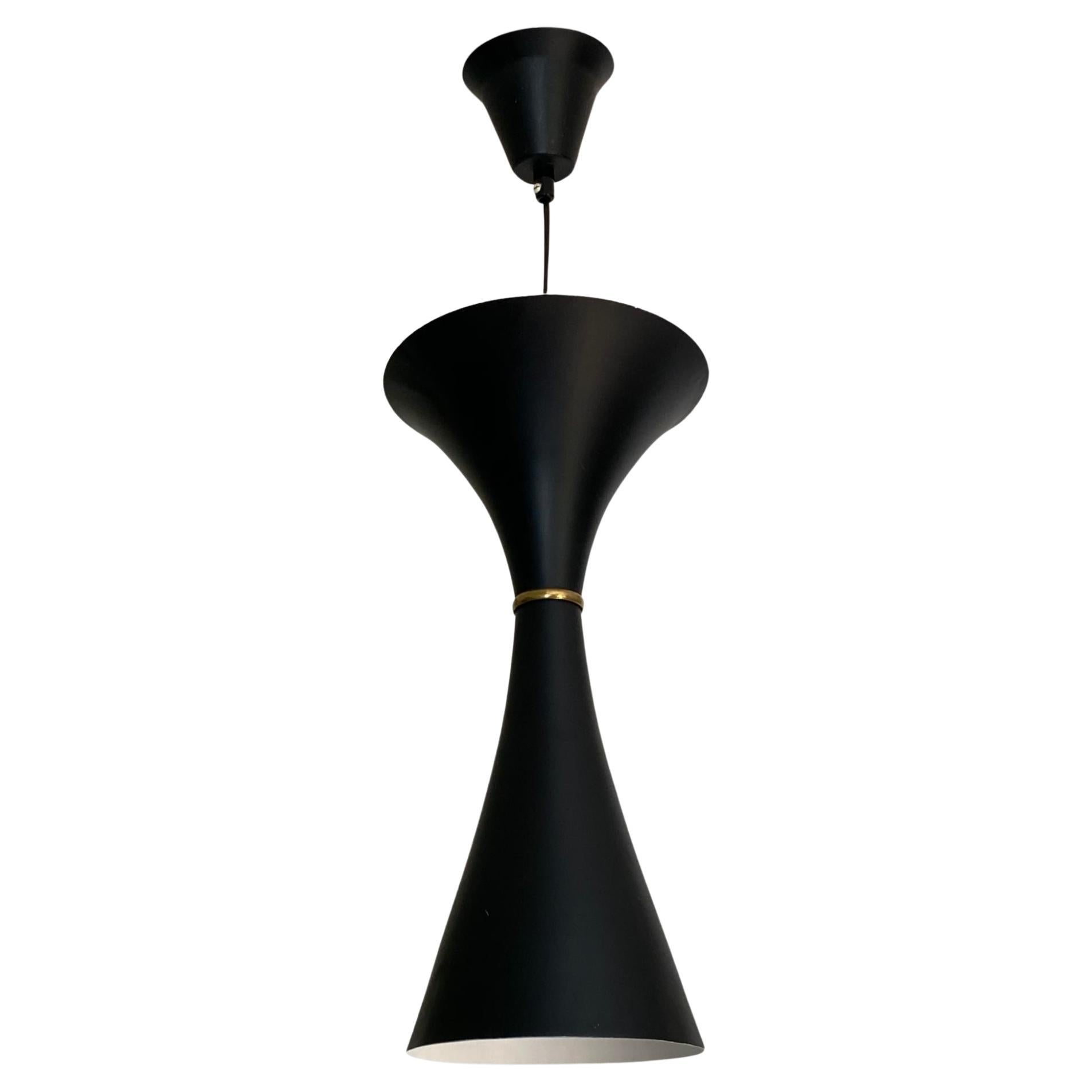 Hourglass shaped modernist pendant lamp attributed to ASEA, Sweden, 1950s For Sale