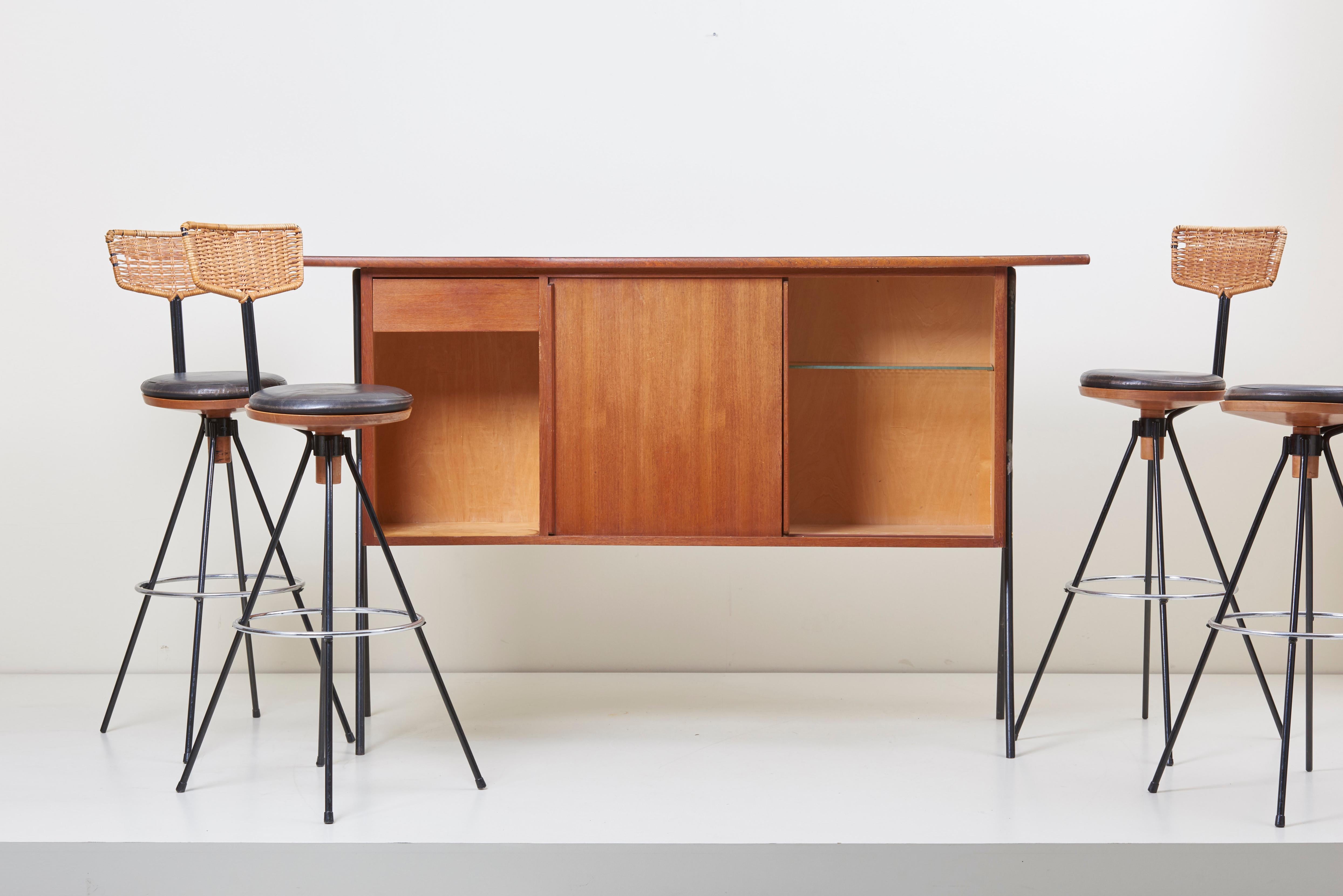 House Bar and Four Bar Stools by Prof. Herta-Maria Witzemann for Erwin Behr 1