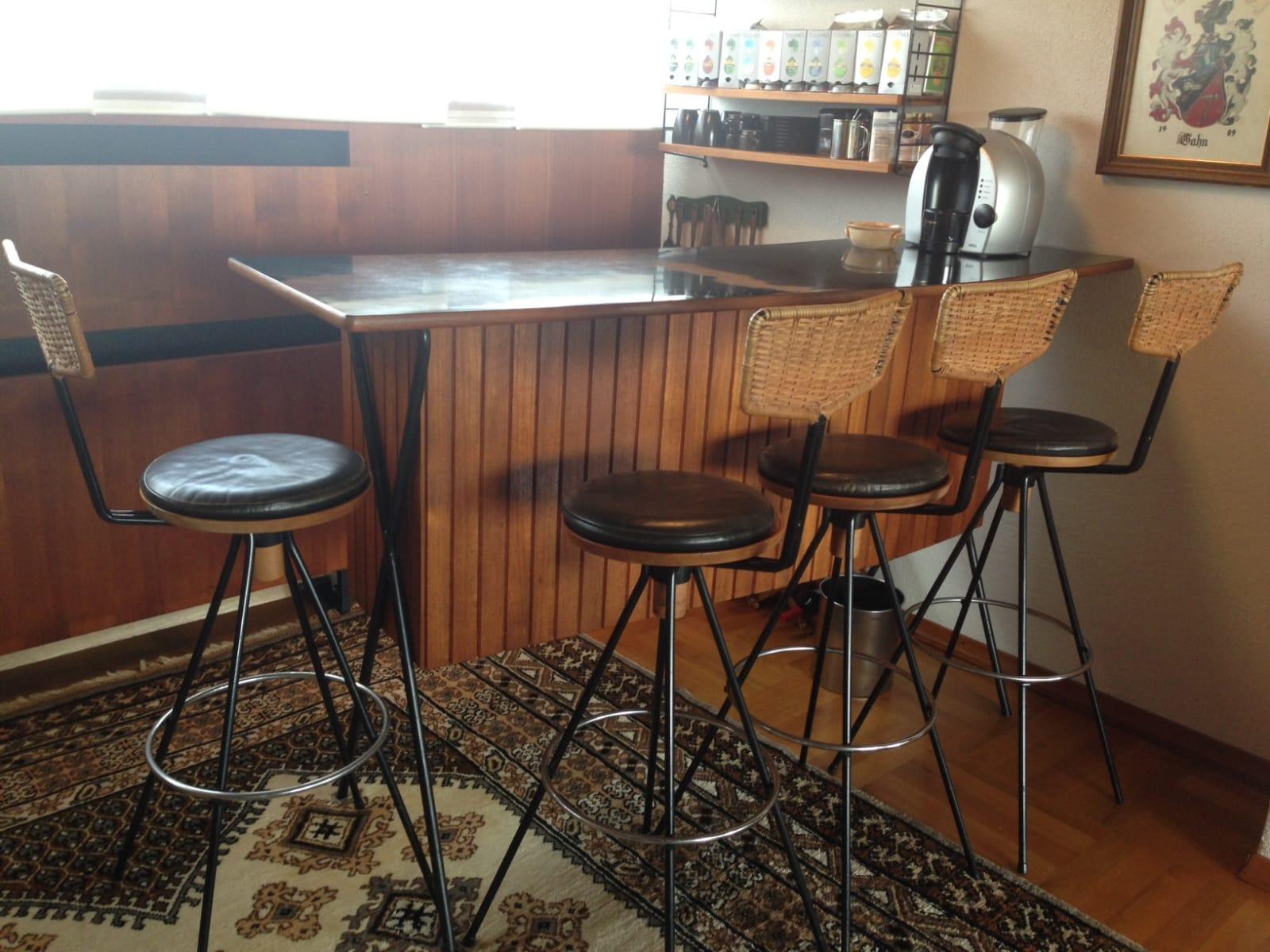 House Bar and Four Bar Stools by Prof. Herta-Maria Witzemann for Erwin Behr 10