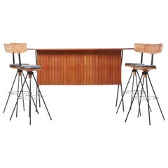 House Bar and Four Bar Stools by Prof. Herta-Maria Witzemann for Erwin Behr