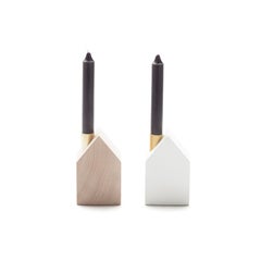 House Candle Holder by Josep Vila Capdevila, Solid Wood & Brass