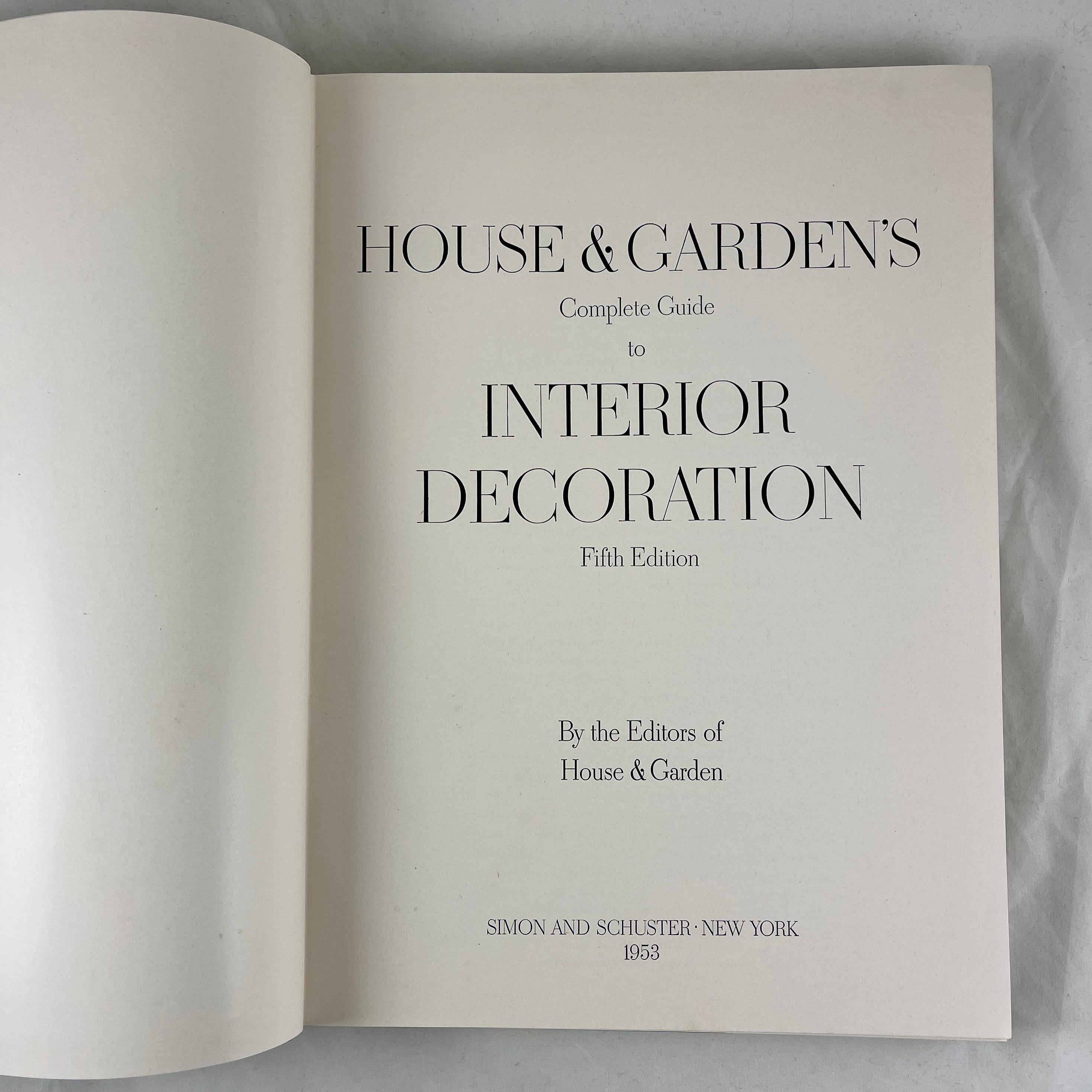 Guide complet de la décoration intérieure de House & Garden, livre relié - 1953 Bon état - En vente à Philadelphia, PA