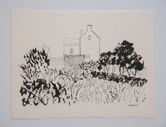 Casa nel Kent Paesaggio Disegno non incorniciato Inchiostro 100% carta di cotone Intimista Moderno