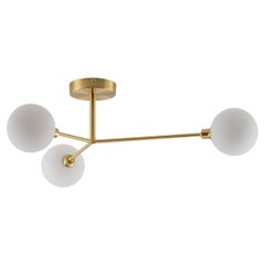 House of Brass 3 Light Flush Ceiling Light with Metal and Glass Shades
