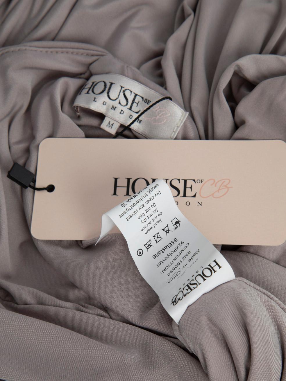 House of CB Beige Ruched Knot Detail Dress Size M en vente 1