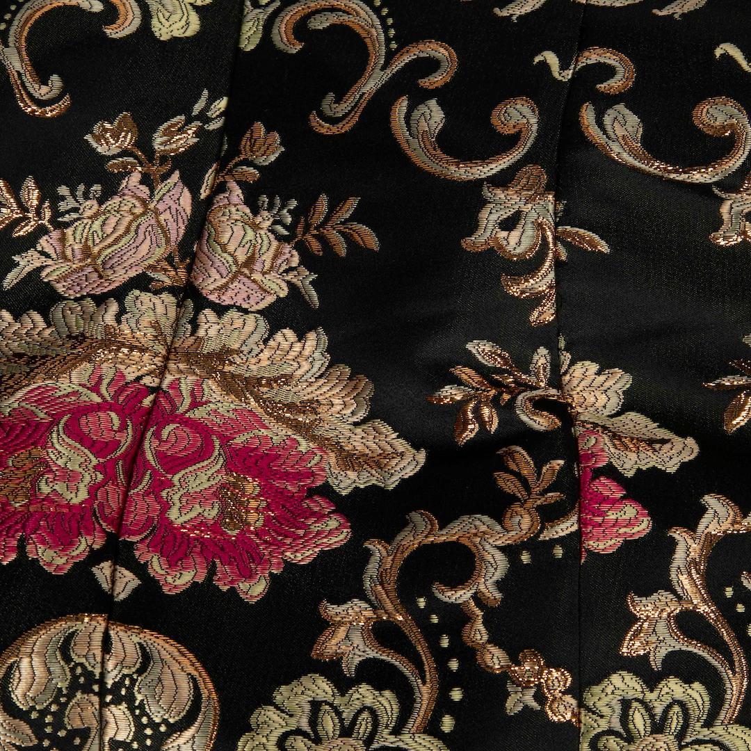 Brown House of CB Black & Gold Floral Jacquard Dress Size XS For Sale