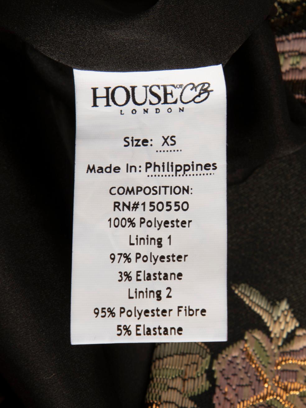 House of CB Black & Gold Floral Jacquard Dress Size XS For Sale 1