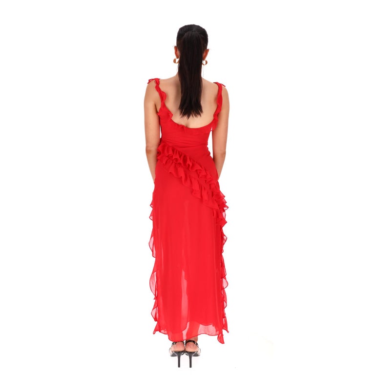 House Of CB Ruffle-Trim Maxi Dress For Sale at 1stDibs