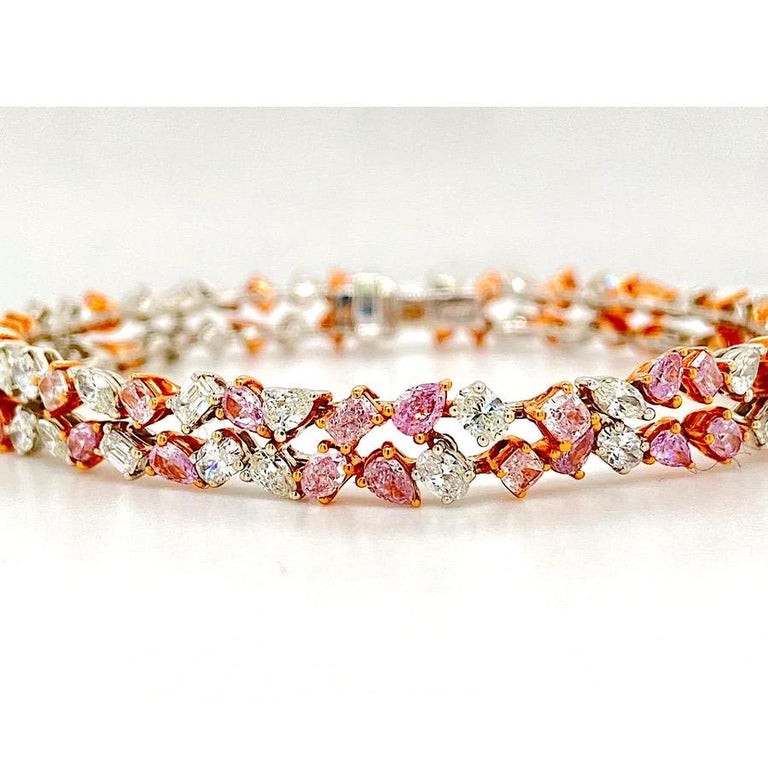 House of Diamonds New York 8.58ct Double Row Pink and White Diamond