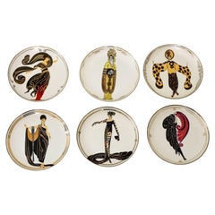 House of Erté (Romain de Tirtoff) Set of 6 Sevenarts Porcelain Collector Plates