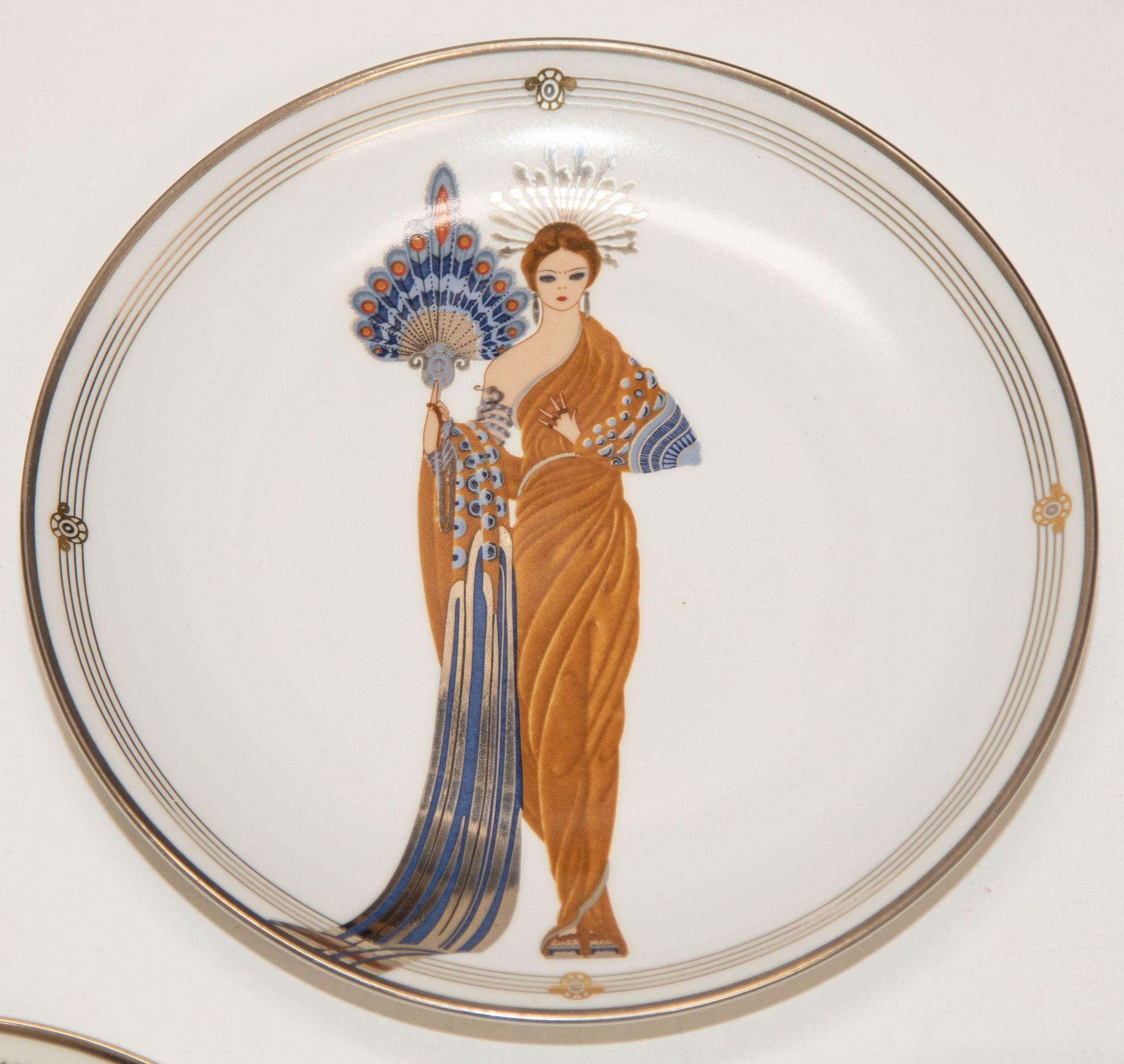 Art Deco House of Erté Set of 7 Franklin Mint Sevenarts Porcelain Collector Plates For Sale