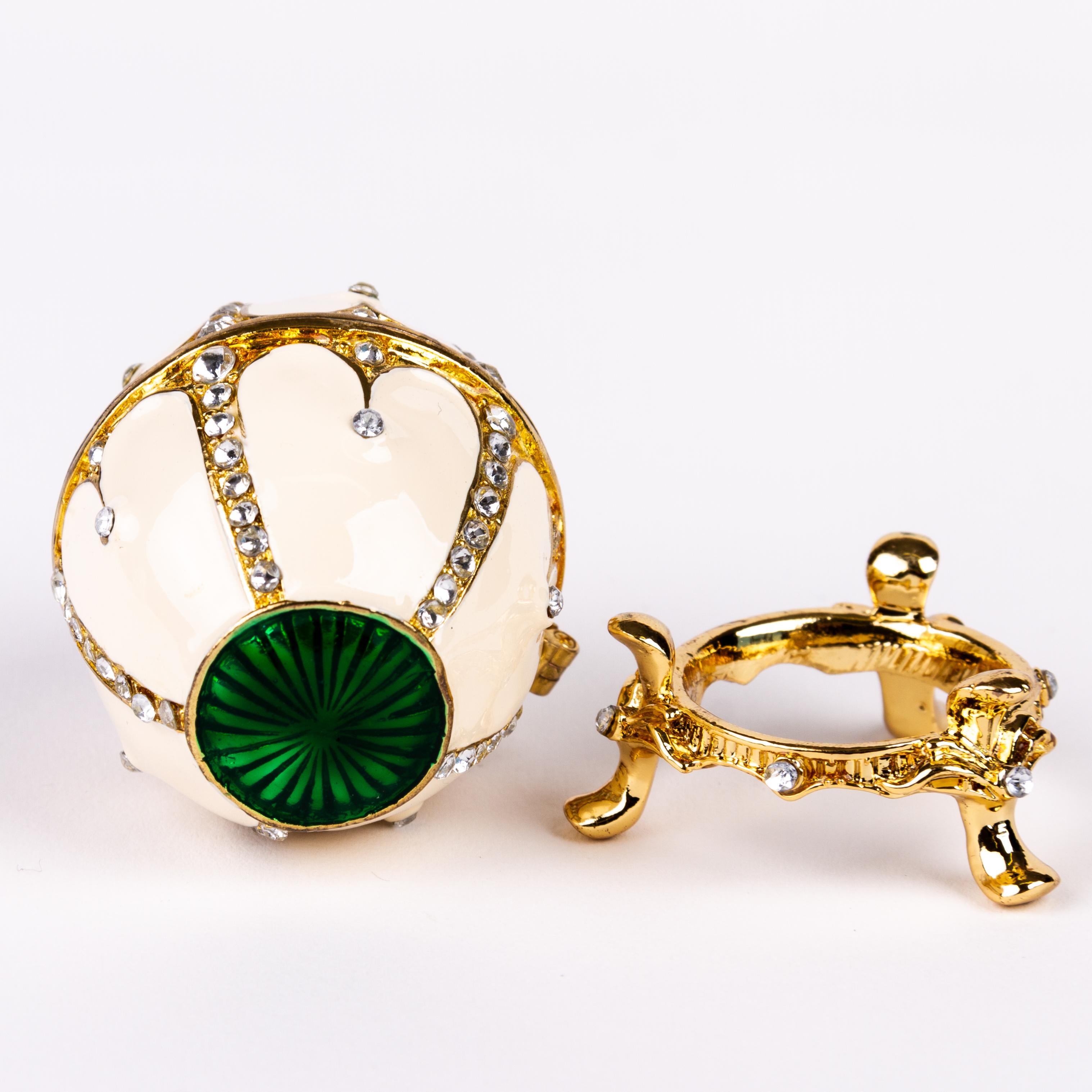 House of Faberge Enamel Egg on Gilded Stand 6