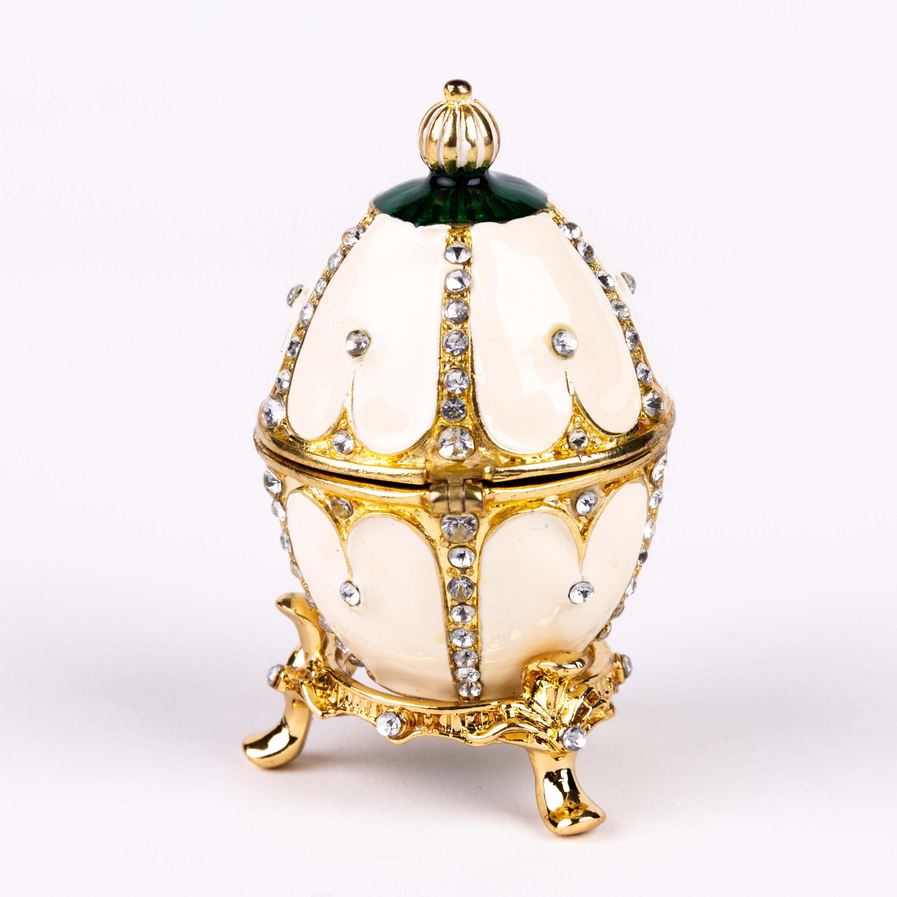 House of Faberge Enamel Egg on Gilded Stand In Good Condition In Nottingham, GB