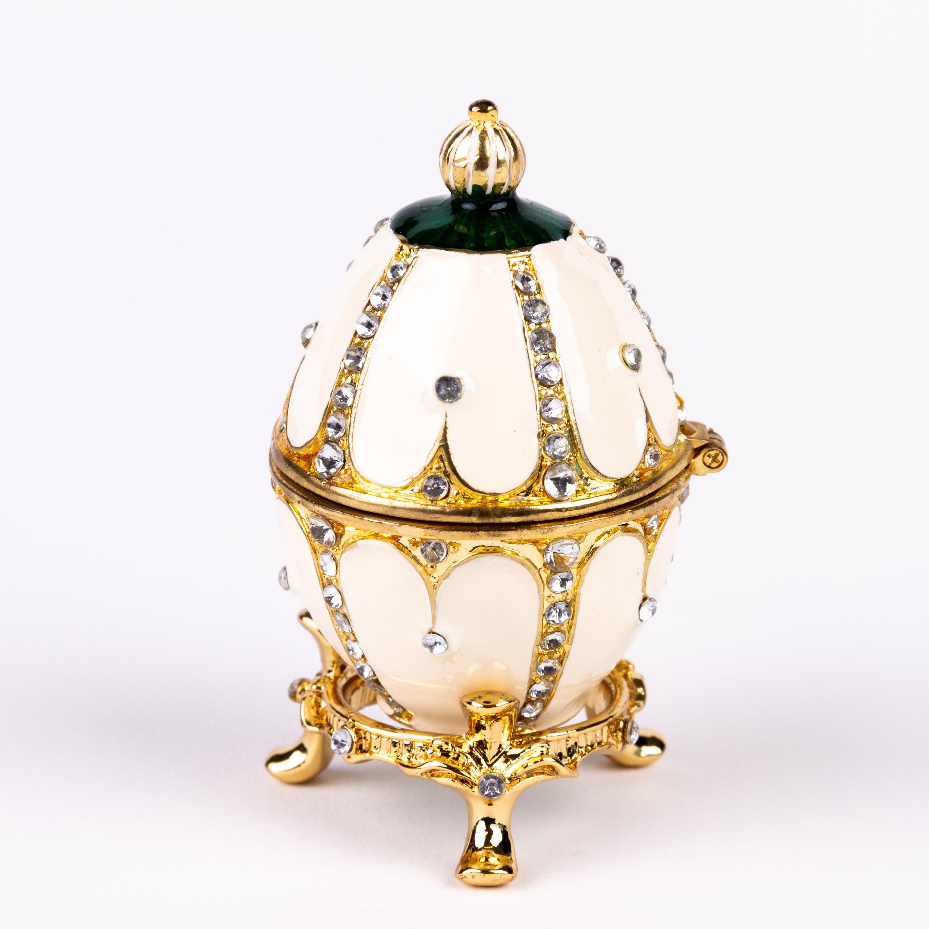 20th Century House of Faberge Enamel Egg on Gilded Stand