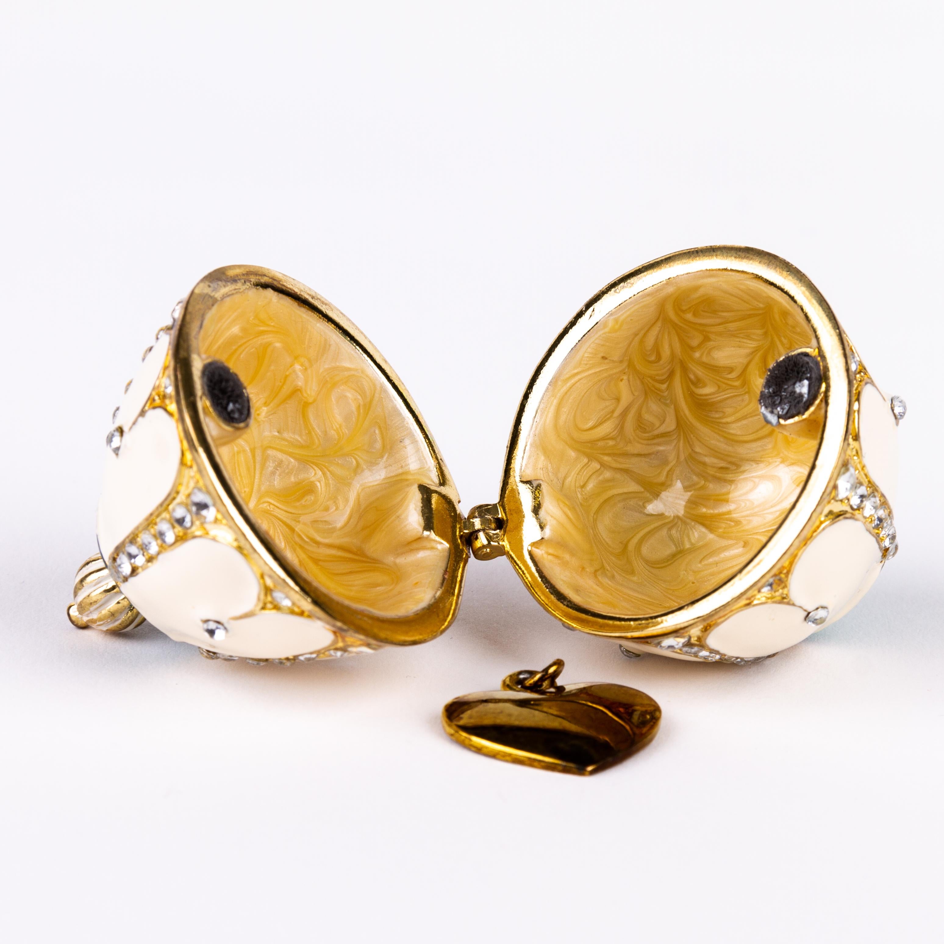 House of Faberge Enamel Egg on Gilded Stand 2