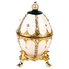 House of Faberge Enamel Egg on Gilded Stand