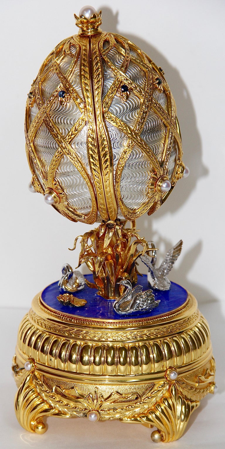 House of Faberge Swan Lake Egg by Franklin Mint, Sterling Silver