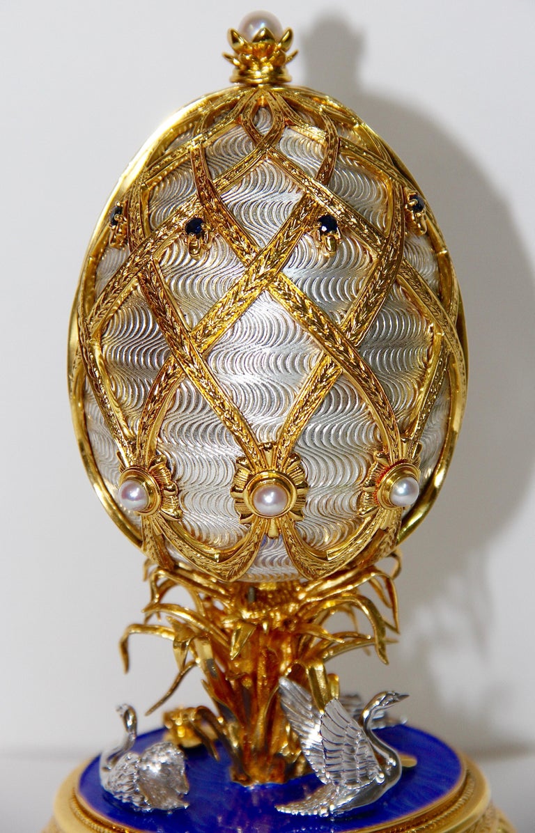 House of Faberge Swan Lake Egg von Franklin Mint Sterlingsilber