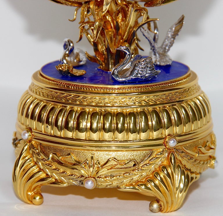 House of Faberge Swan Lake Egg by Franklin Mint, Sterling Silver