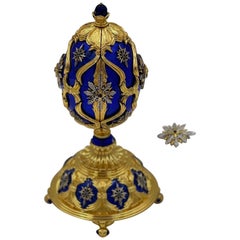 House of Faberge “The Star of the North Jeweled Egg” Sterling Silver & 14k Pin