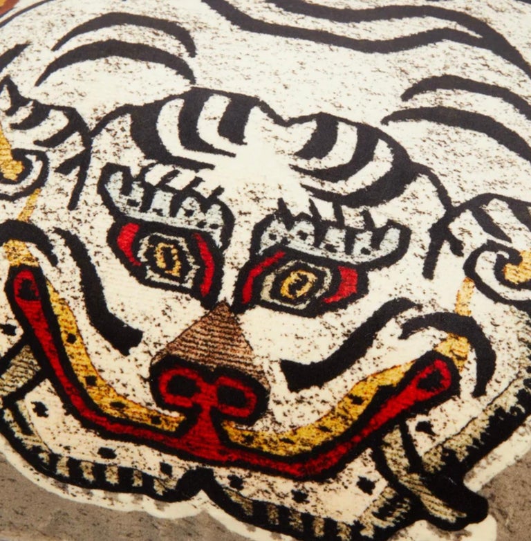 House of Hackney Grey and Beige Large Velvet Tigris Cushion, Pillow, UK