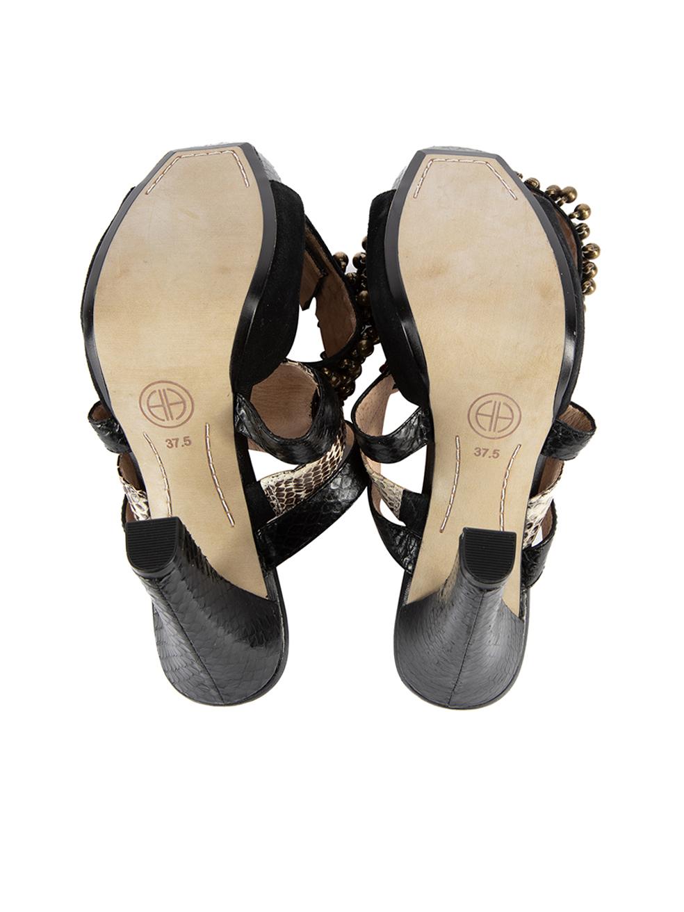House Of Harlow 1960 Perlen verzierte Stiefeletten mit Knöchelriemen und Absatz Größe IT 37,5 im Zustand „Gut“ im Angebot in London, GB