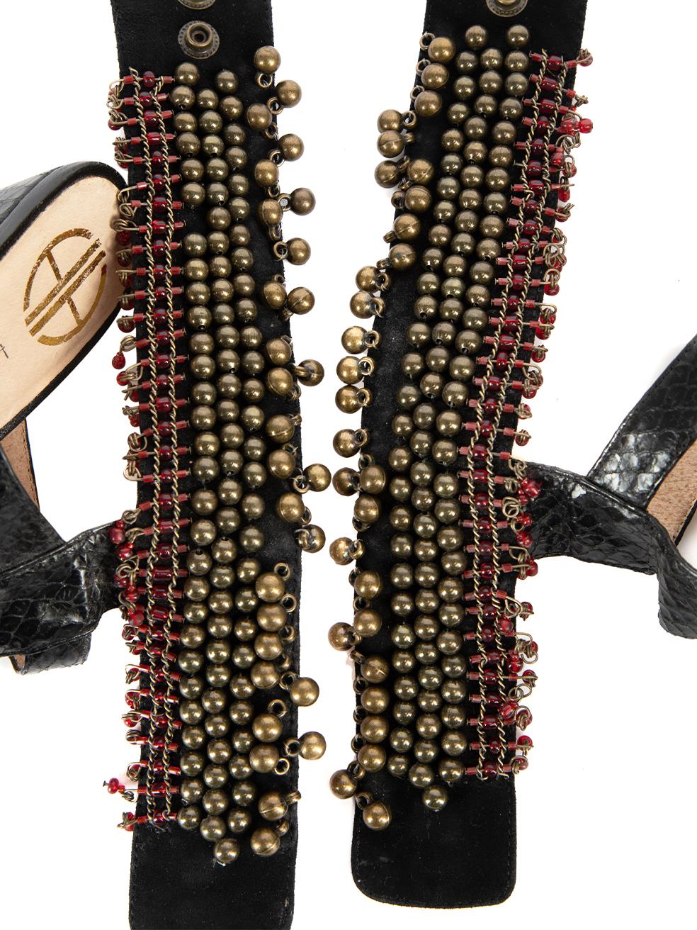 House Of Harlow 1960 Perlen verzierte Stiefeletten mit Knöchelriemen und Absatz Größe IT 37,5 Damen im Angebot