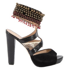 House Of Harlow 1960 Beads Embellished Ankle Strap Heel Sandals Size IT 37.5