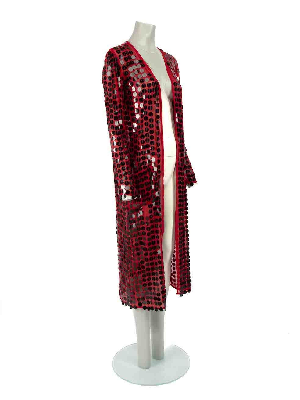 CONDITION is Good. Minor wear to jacket is evident. Light wear to the embellishment with multiple missing sequins on this used House Of Harlow 1960 x Revolve designer resale item.
 
 Details
 Red
 Polyester
 Jacket
 Black sequin embellished
 Long