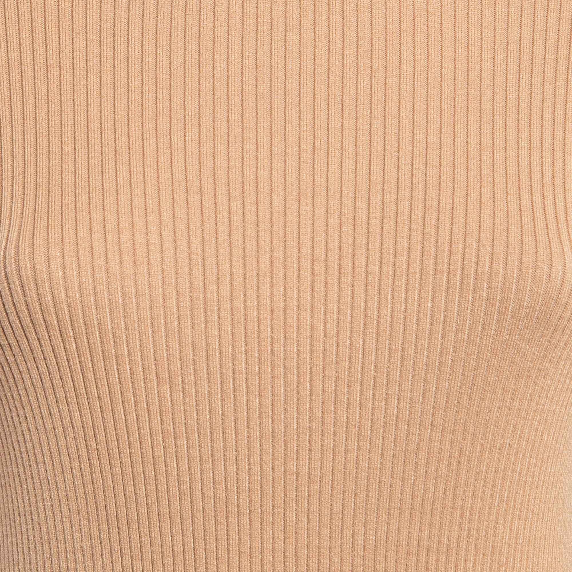 Beige House of Harlow 1960 x Revolve - Vestito a collo alto in maglia a costine marrone - M. I. in vendita