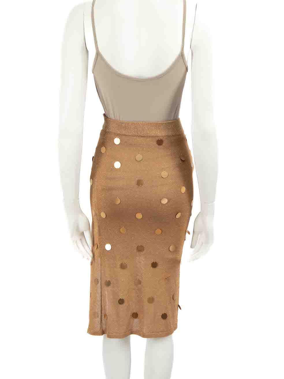 House of Harlow 1960 x Revolve Gold Knit Sequin Midi Skirt  In Good Condition For Sale In London, GB