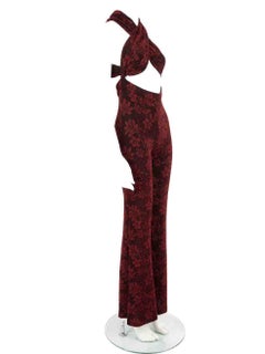 House of Harlow 1960 x Revolve Red Floral Jacquard Jumpsuit Size S