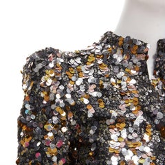 HOUSE OF HARLOW REVOLVE silver gold pailette sequins peak shoulder jacket XXS