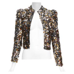 HOUSE OF HARLOW REVOLVE veste à épaulettes en paillettes argentées et dorées XXS