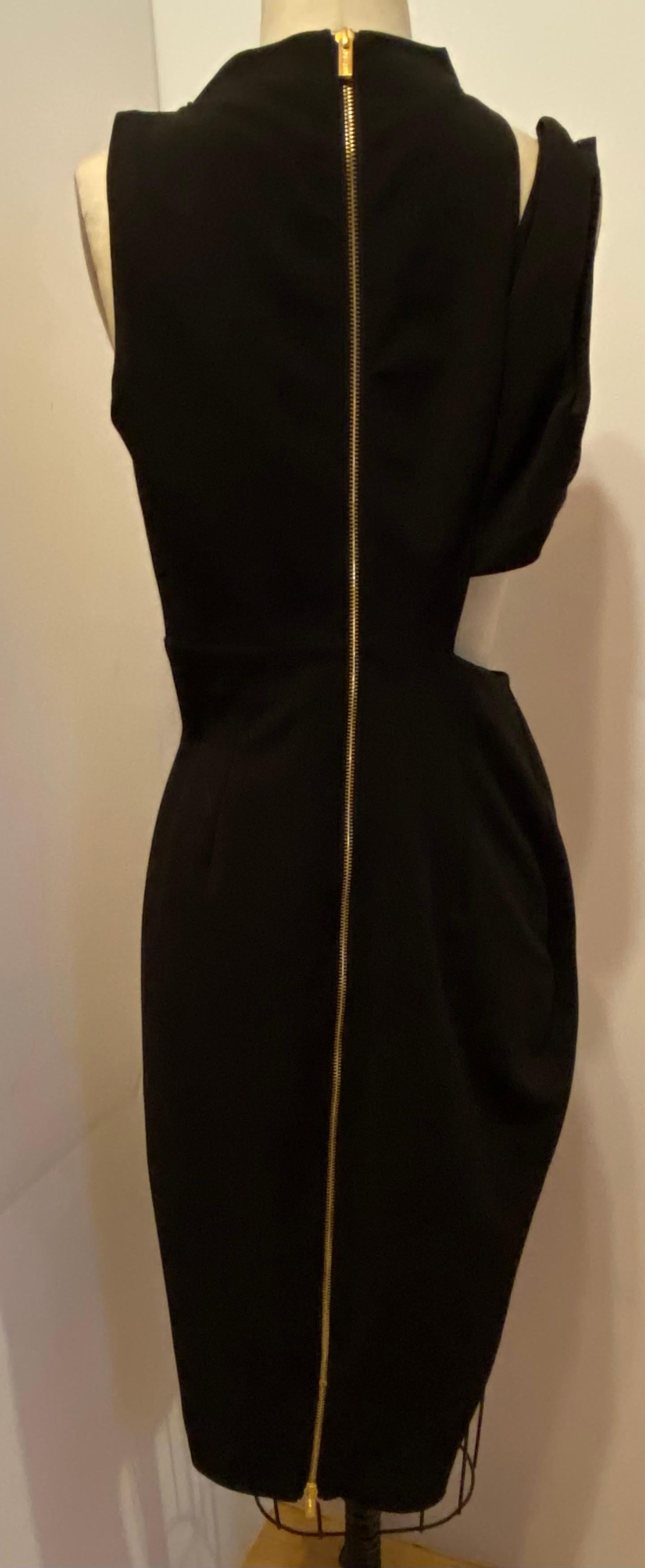 'House of London' Black Abstract Deconstruct Whimsical Evening Cocktail Dress For Sale 6