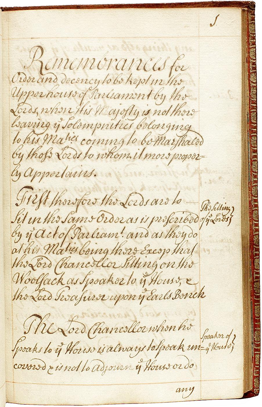 English HOUSE OF LORDS. Remembrances for Order. 1712 - WITH THE GILT ARMS OF QUEEN ANNE For Sale