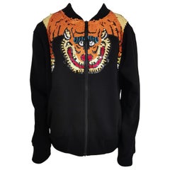 House of Mua Mua Schwarze Bomberjacke mit Pailletten und Tiger