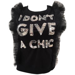 House of Mua Mua black I don't give a chic sequins beads top - t-shirt