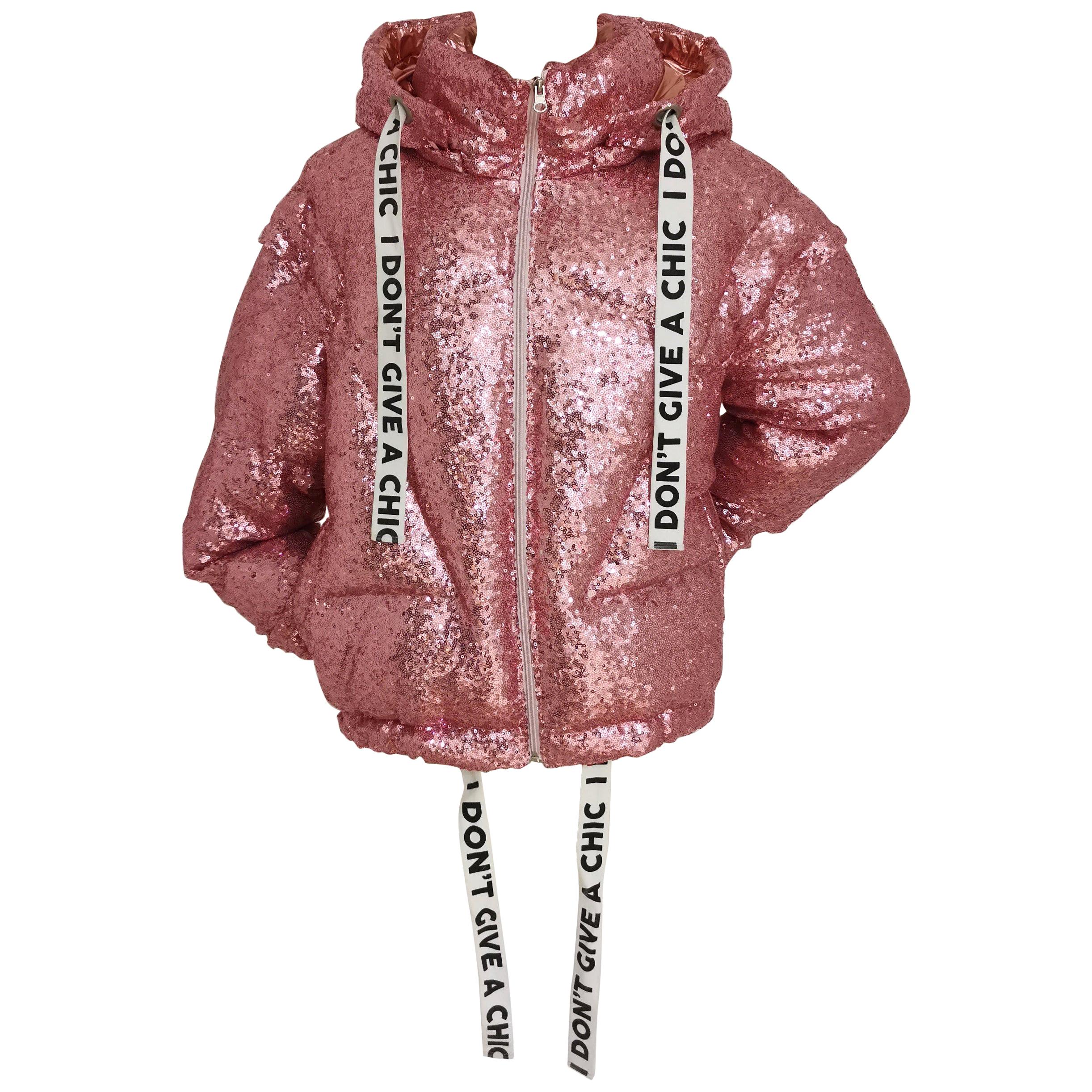 House of Mua Mua pink sequins "It's not you it's me" bomber jacket